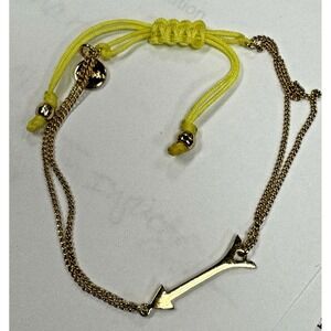 Stella & Dot‎ On the Mark Arrow Bracelet Gold Tone Neon Yellow Adjustable Cord
